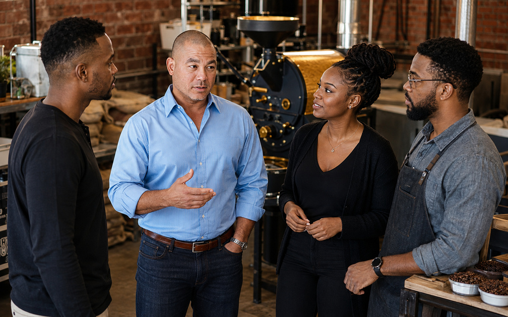 Black American craftspeople and makers at work in a workshop