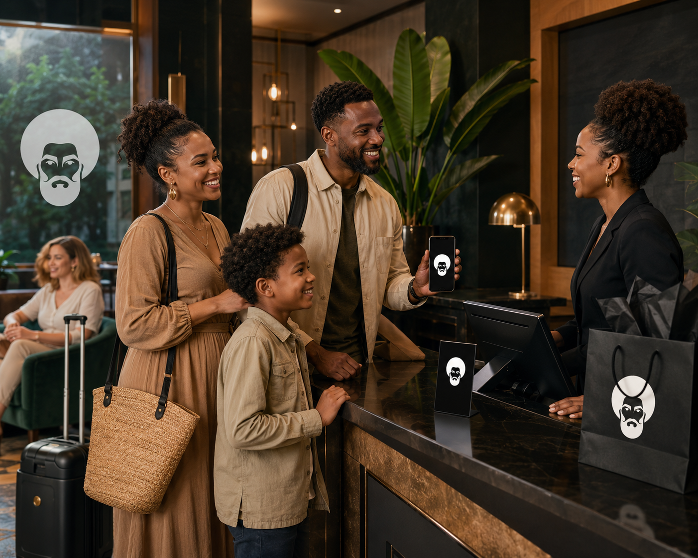 A Black-owned business owner welcoming a customer using Black Dollar